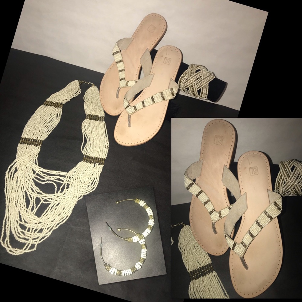 Bundle Bead Necklace, Bracelet, Earrings, Sandals